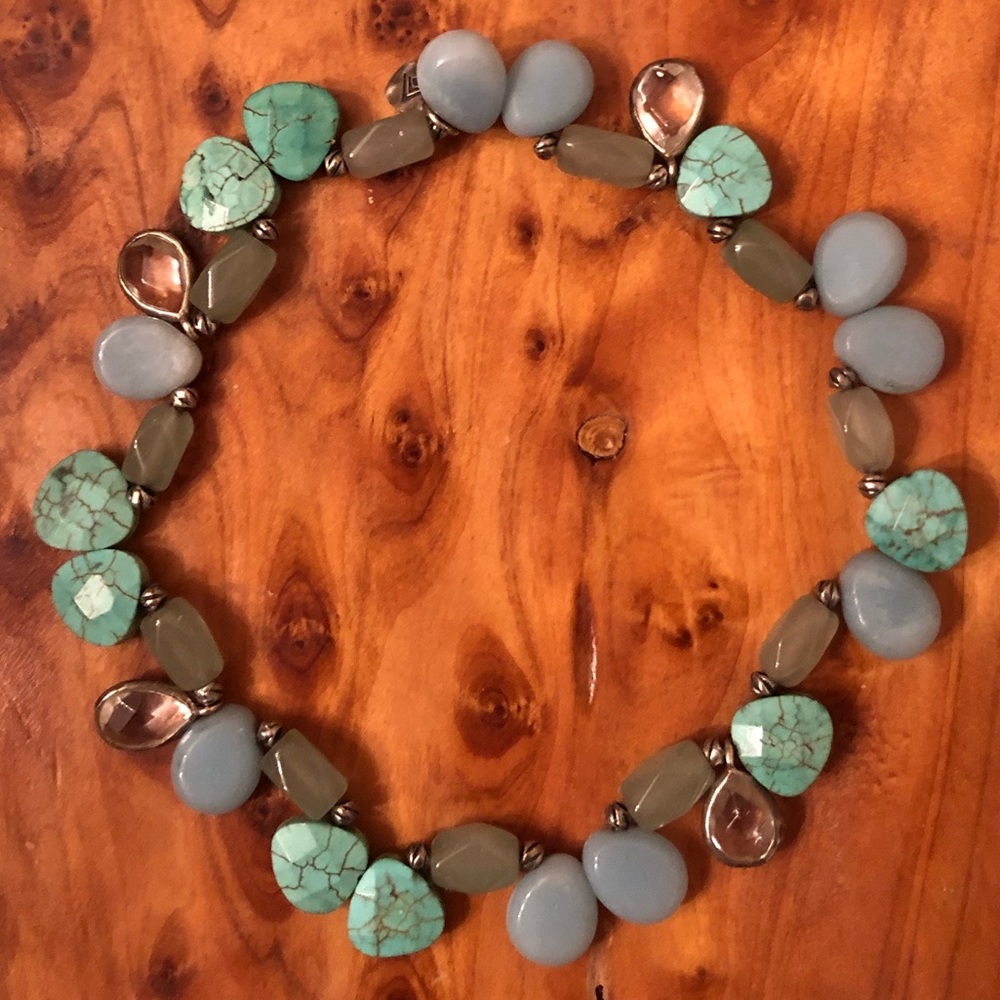 RARE Silpada Sterling Silver Amazonite Aventurine Howlite Stretch Bracelet B2309